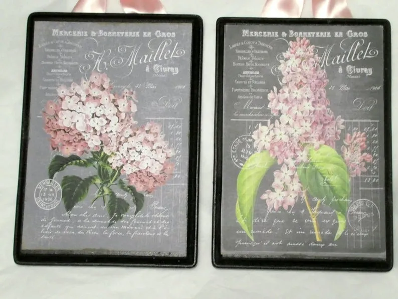 Paris decor, Paris sign, French Country decor, Pink Hydrangea sign