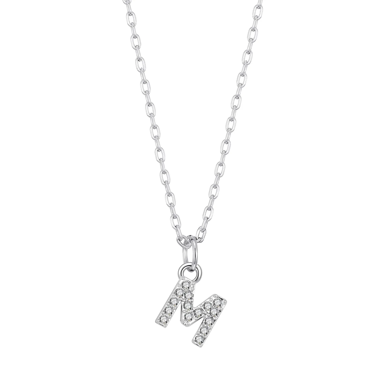 Pave Initial Necklace Letter M Created with Zircondia® Crystals