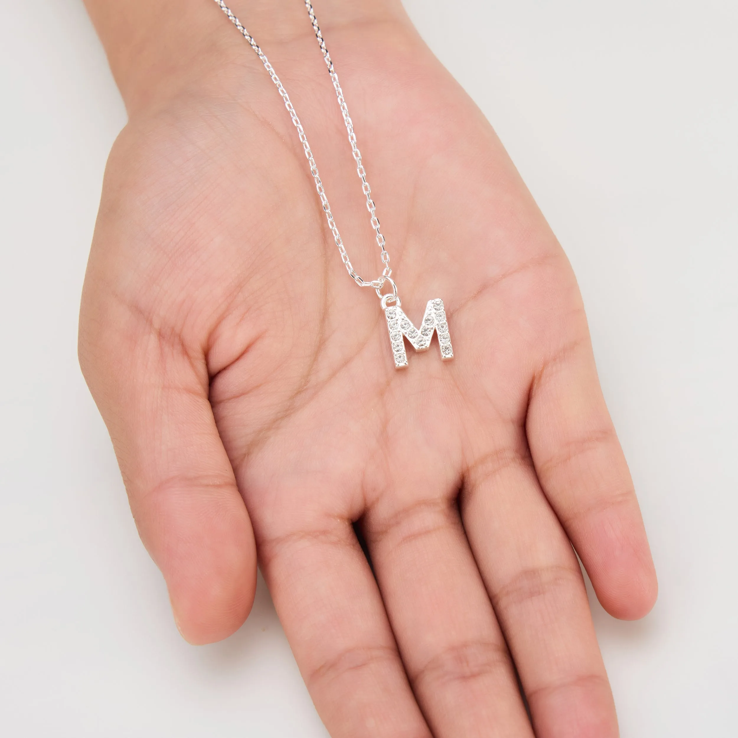 Pave Initial Necklace Letter M Created with Zircondia® Crystals