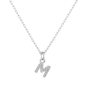 Pave Initial Necklace Letter M Created with Zircondia® Crystals