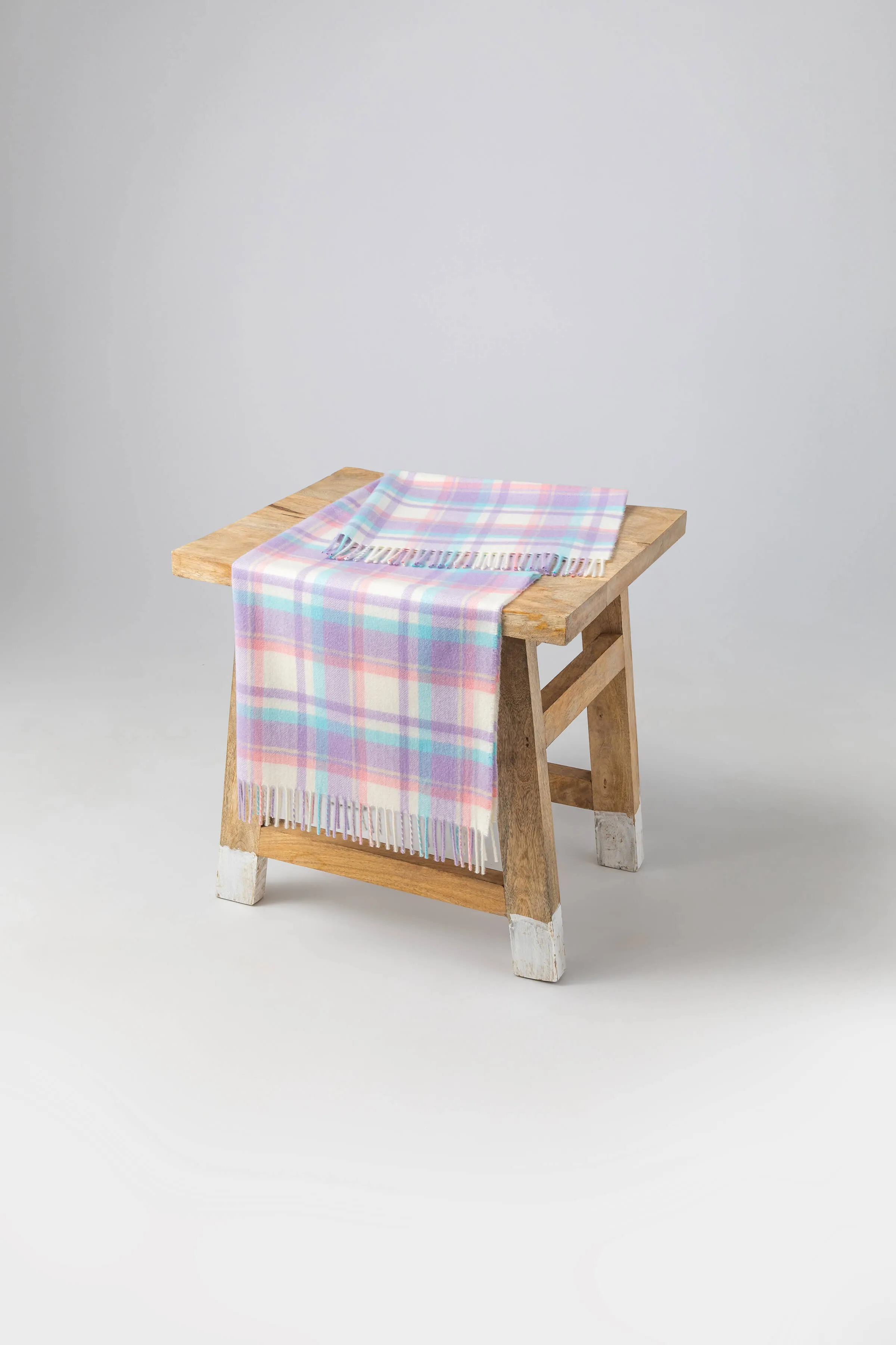 Pink Check Cashmere Baby Blanket