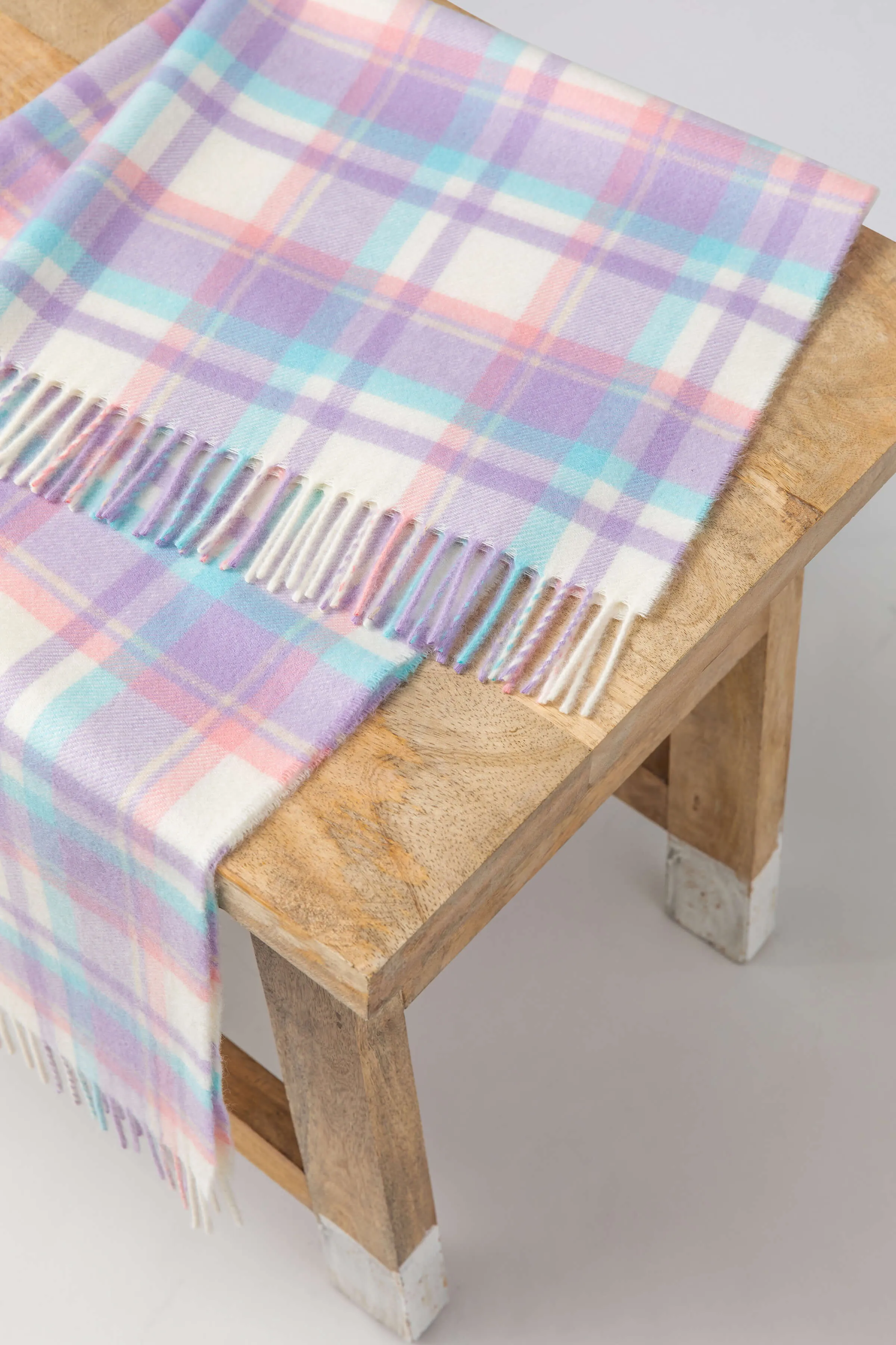 Pink Check Cashmere Baby Blanket