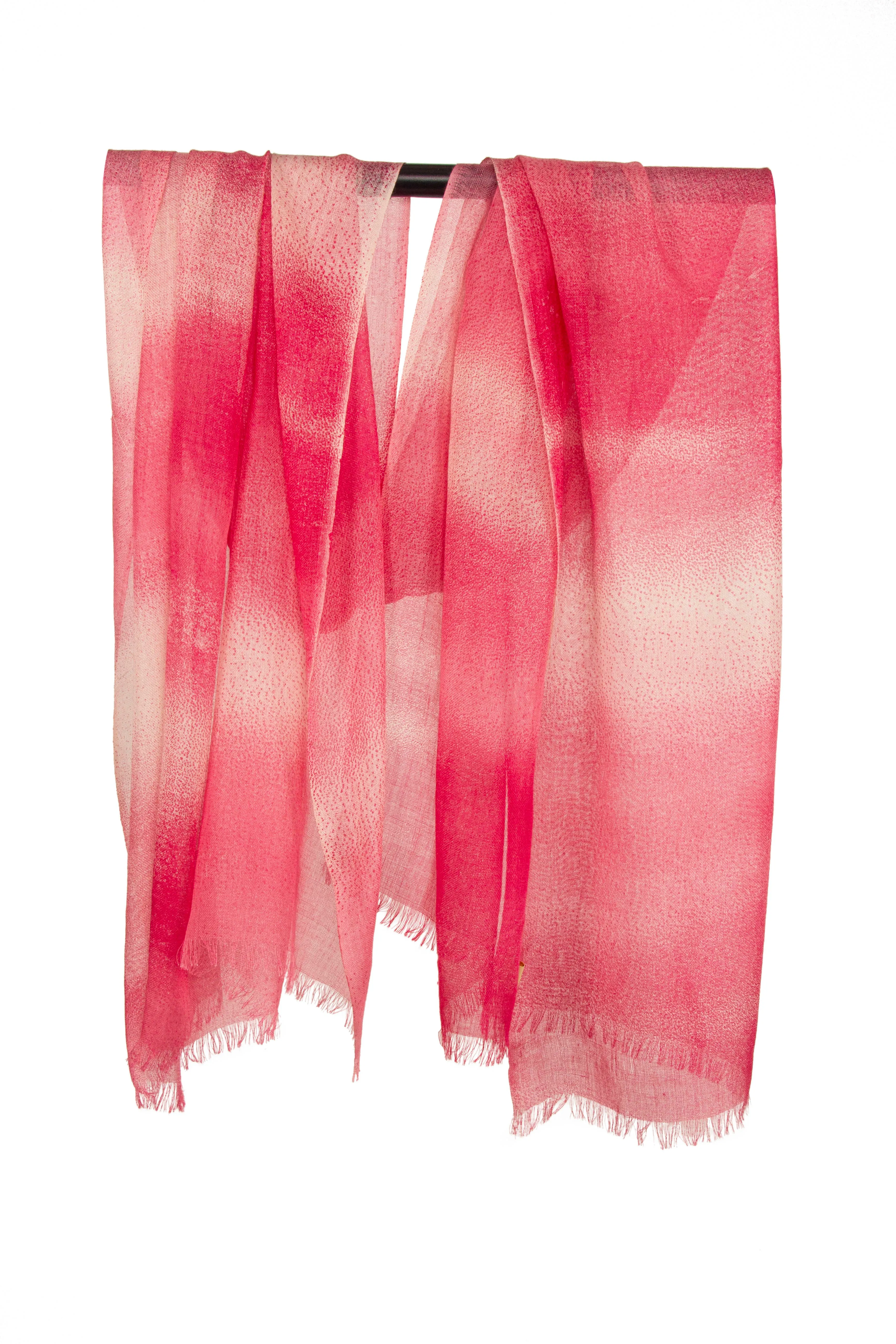 Pink Ombre Contemporary Silk Cashmere Scarf