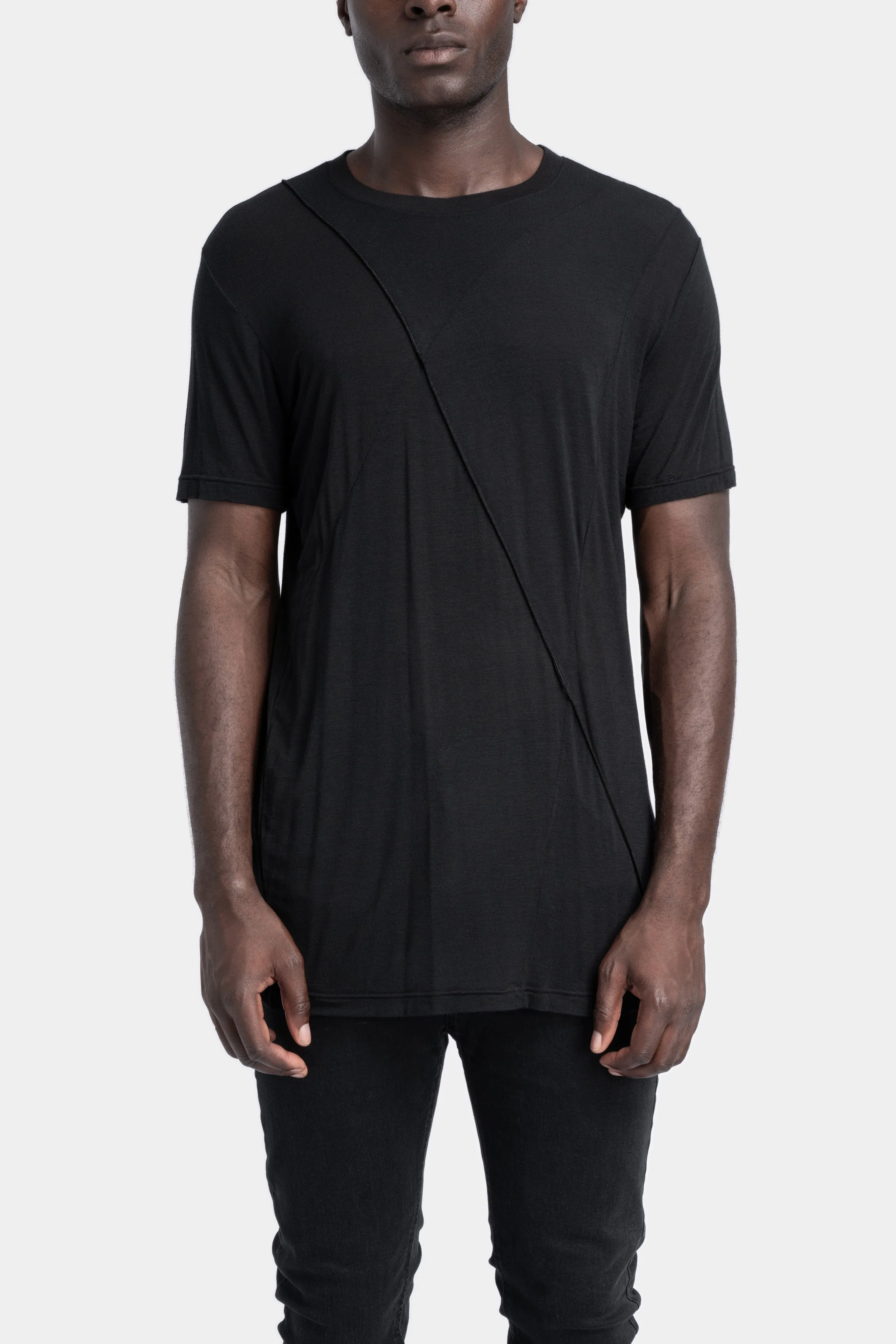 Piped seams cashmere blend T-Shirt