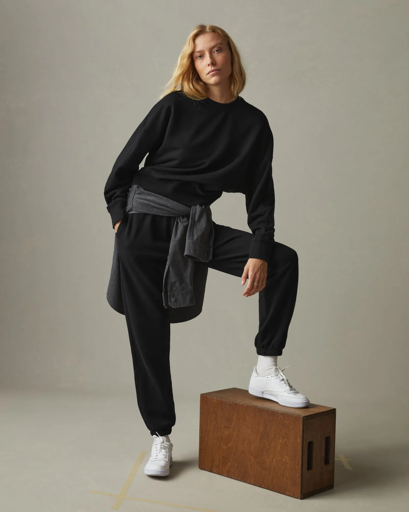 Premium Midweight Oversized Crew - Black