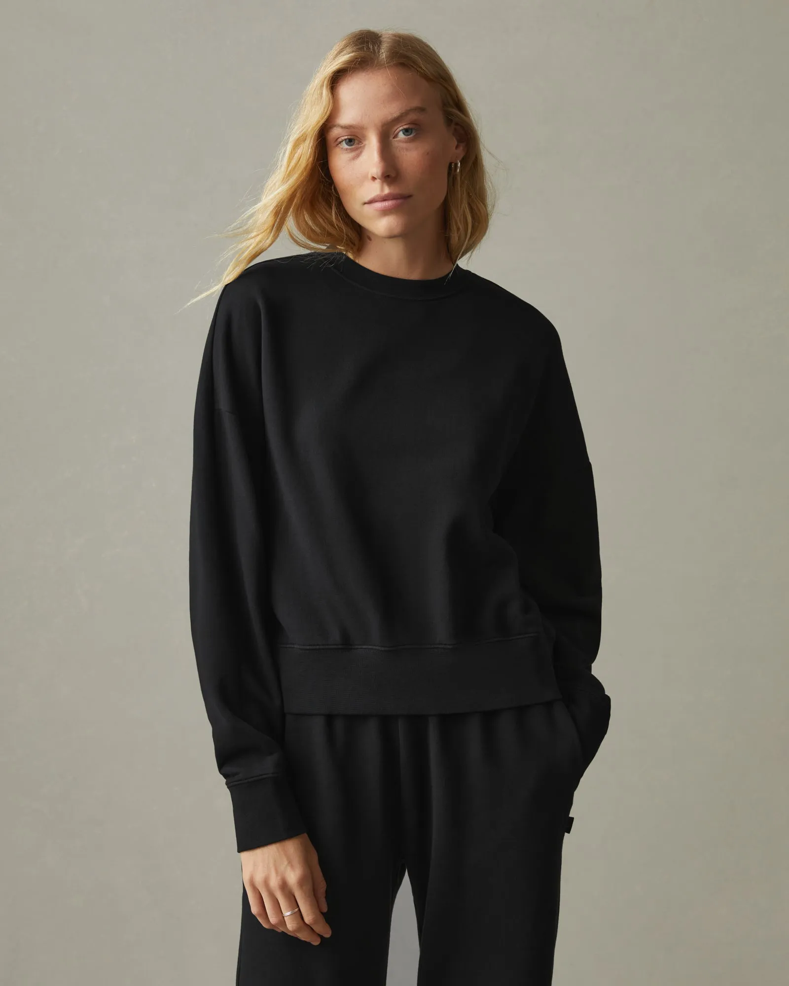 Premium Midweight Oversized Crew - Black