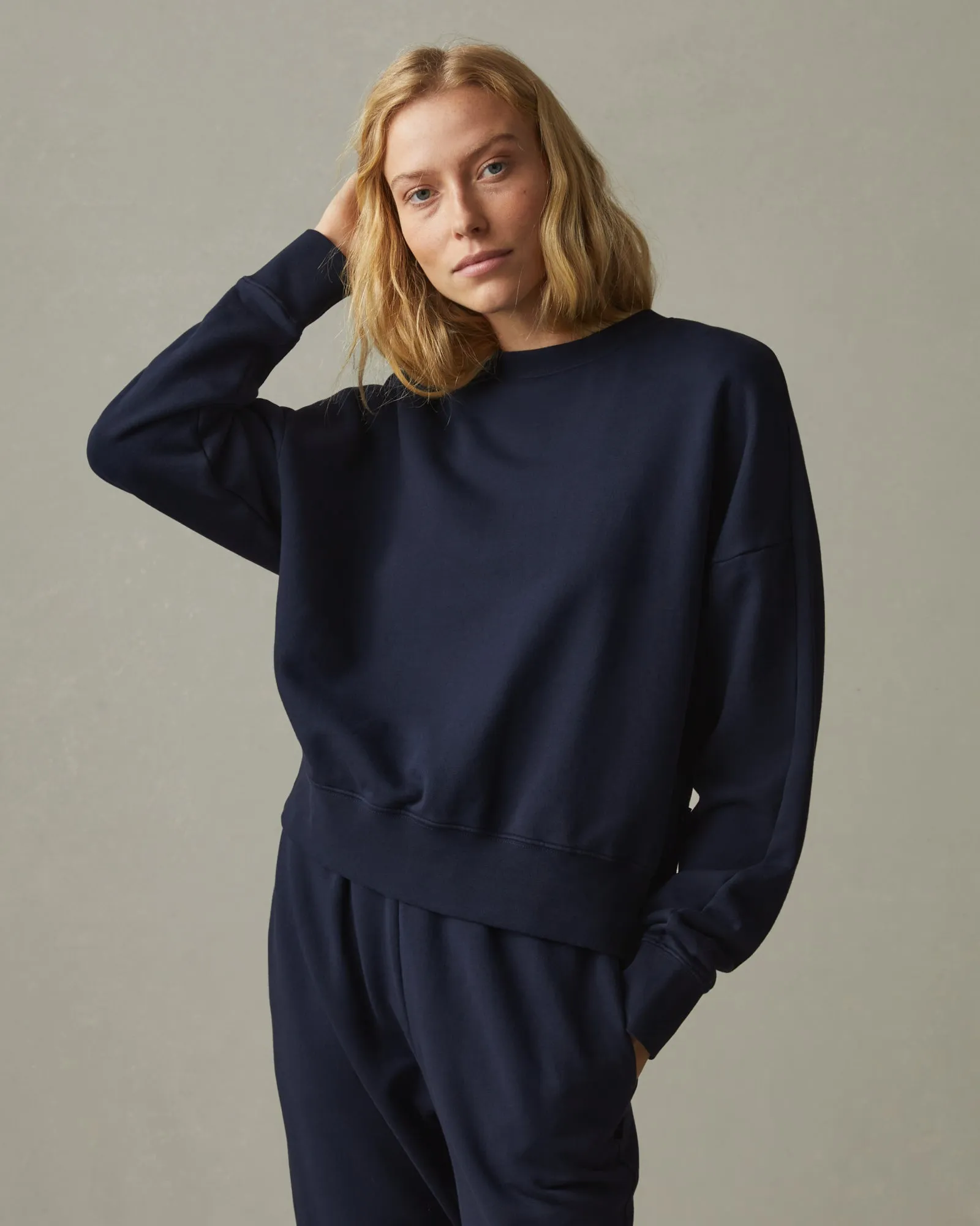 Premium Midweight Oversized Crew - Dress Navy