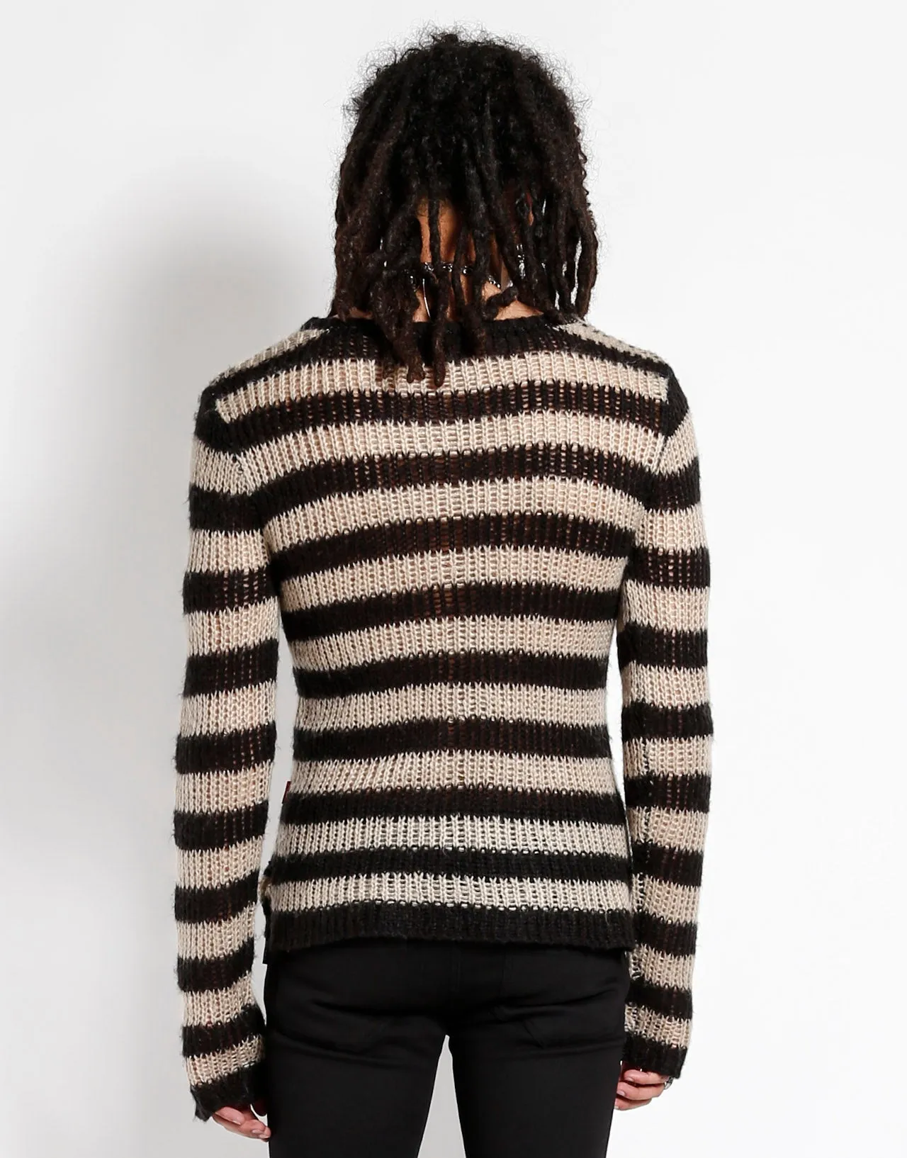 RAG STRIPE SWEATER IVORY