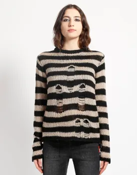 RAG STRIPE SWEATER IVORY