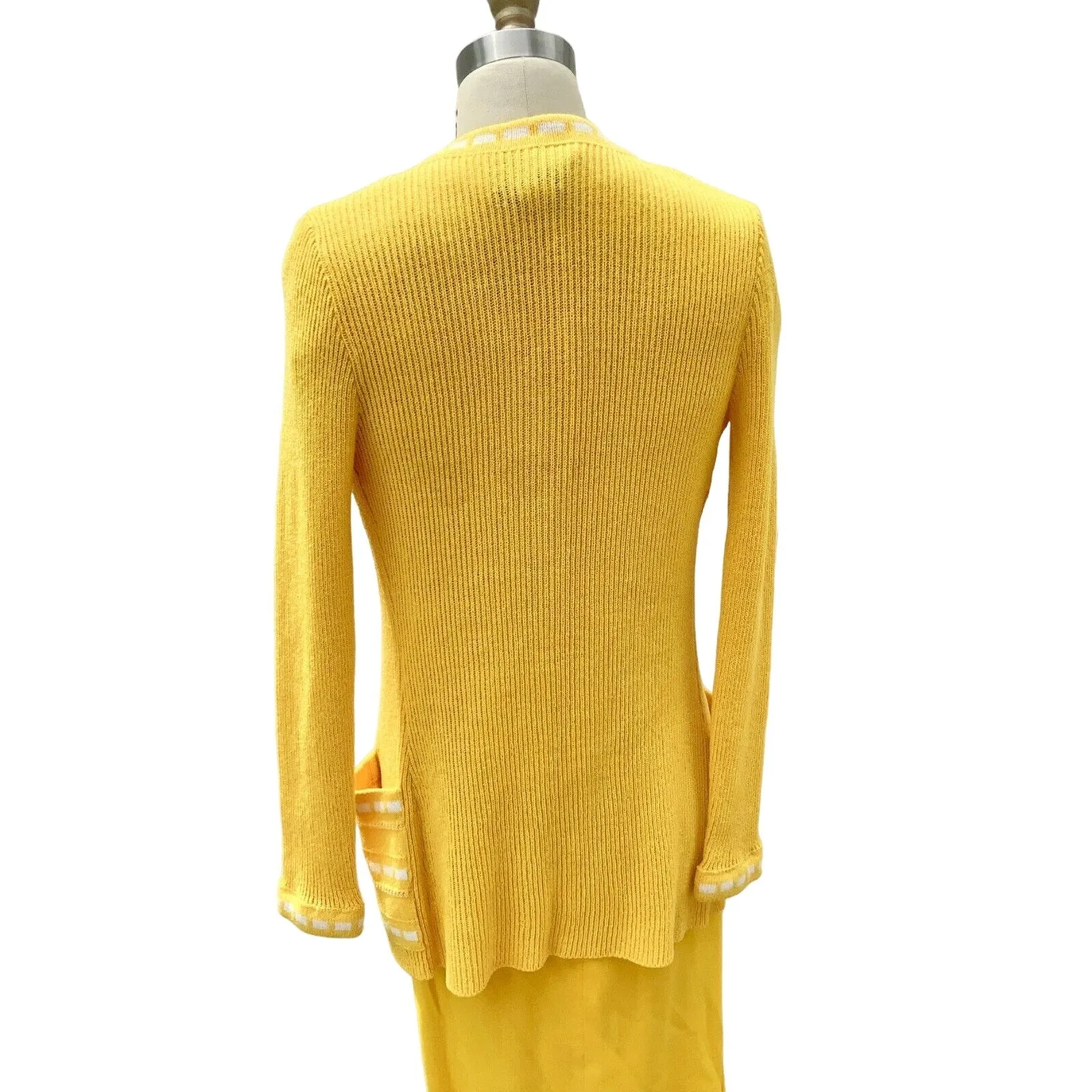 Retro ViNTAGE 70s PAT SANDLER Yellow KNiT SWEATER DRESS & Jacket M NWT SET