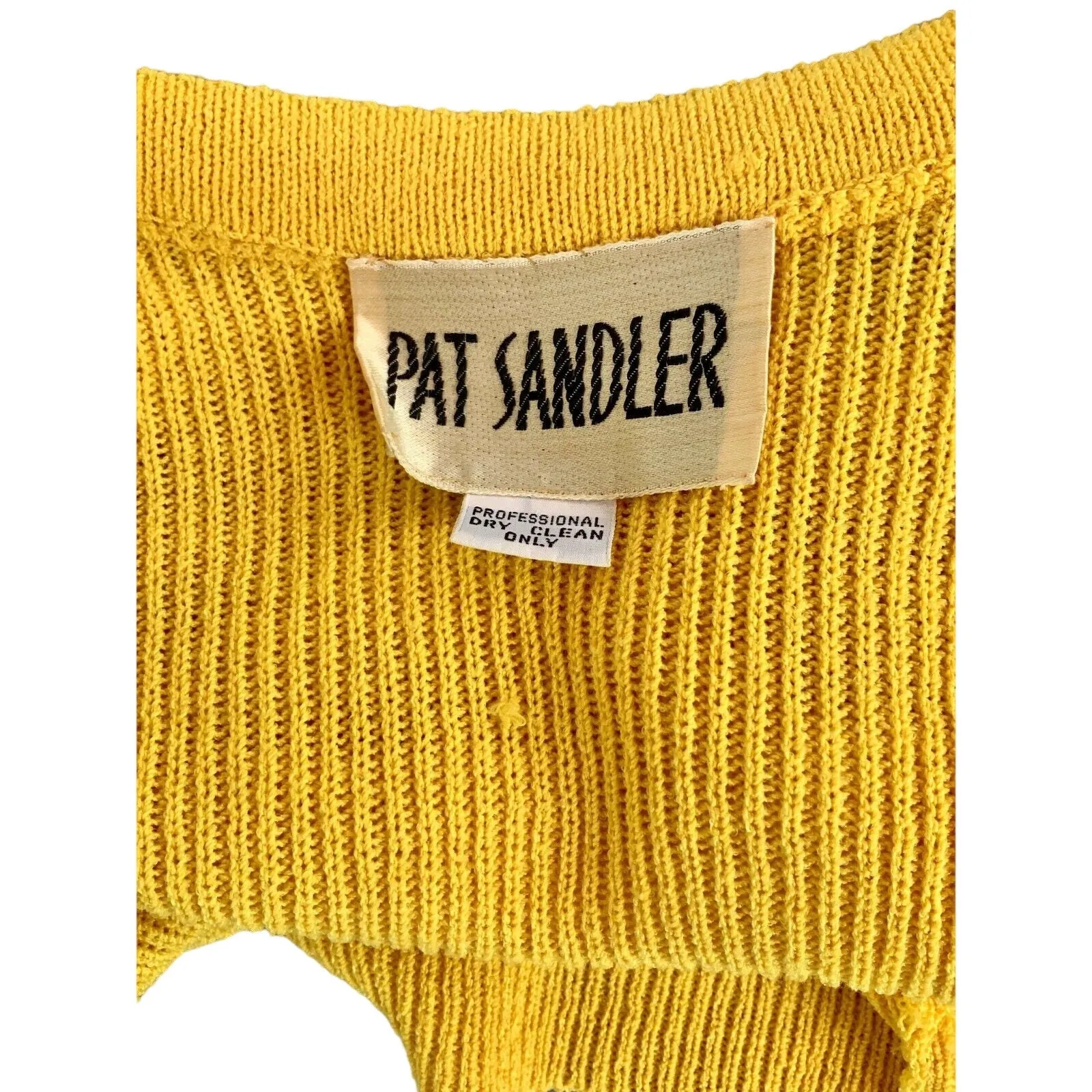 Retro ViNTAGE 70s PAT SANDLER Yellow KNiT SWEATER DRESS & Jacket M NWT SET