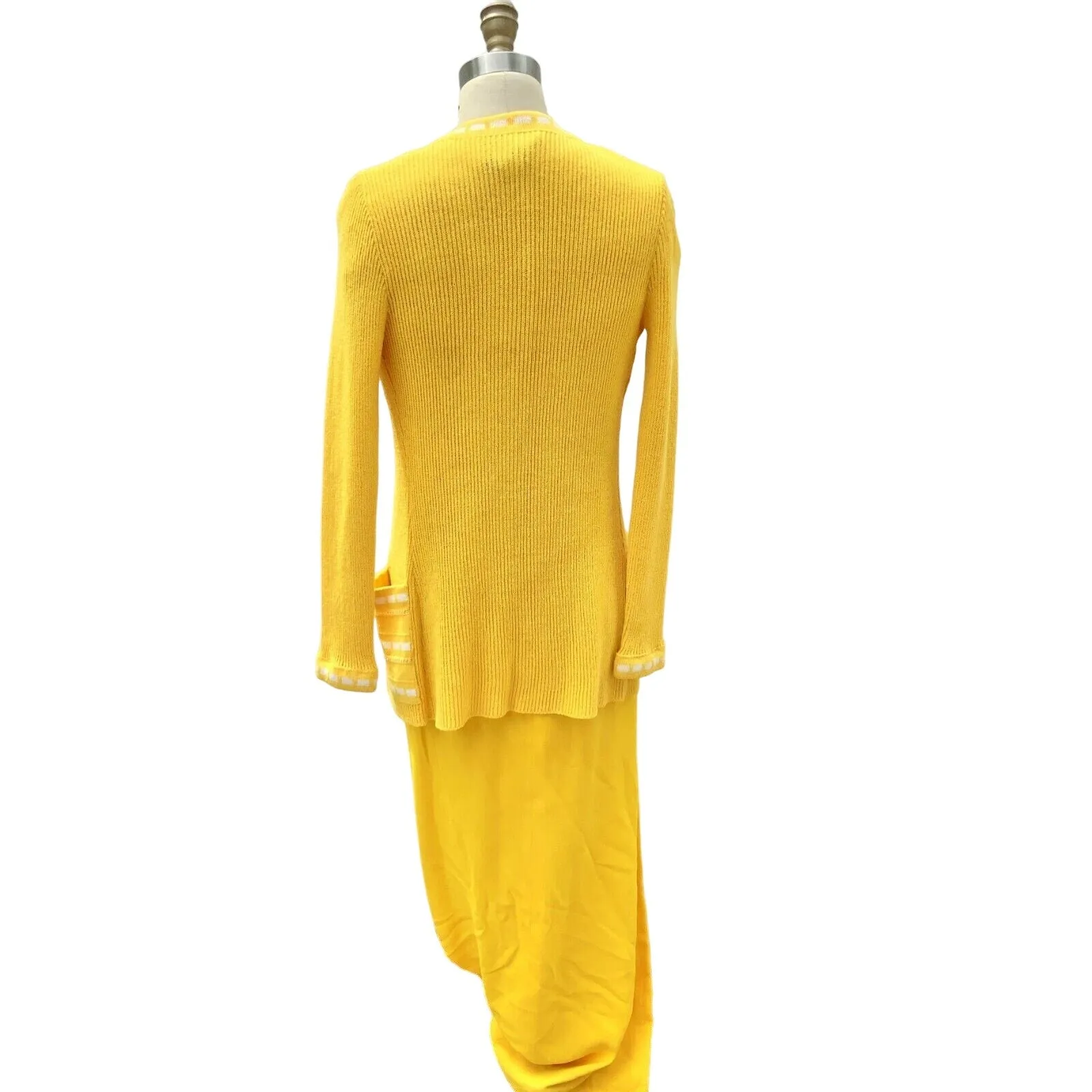 Retro ViNTAGE 70s PAT SANDLER Yellow KNiT SWEATER DRESS & Jacket M NWT SET