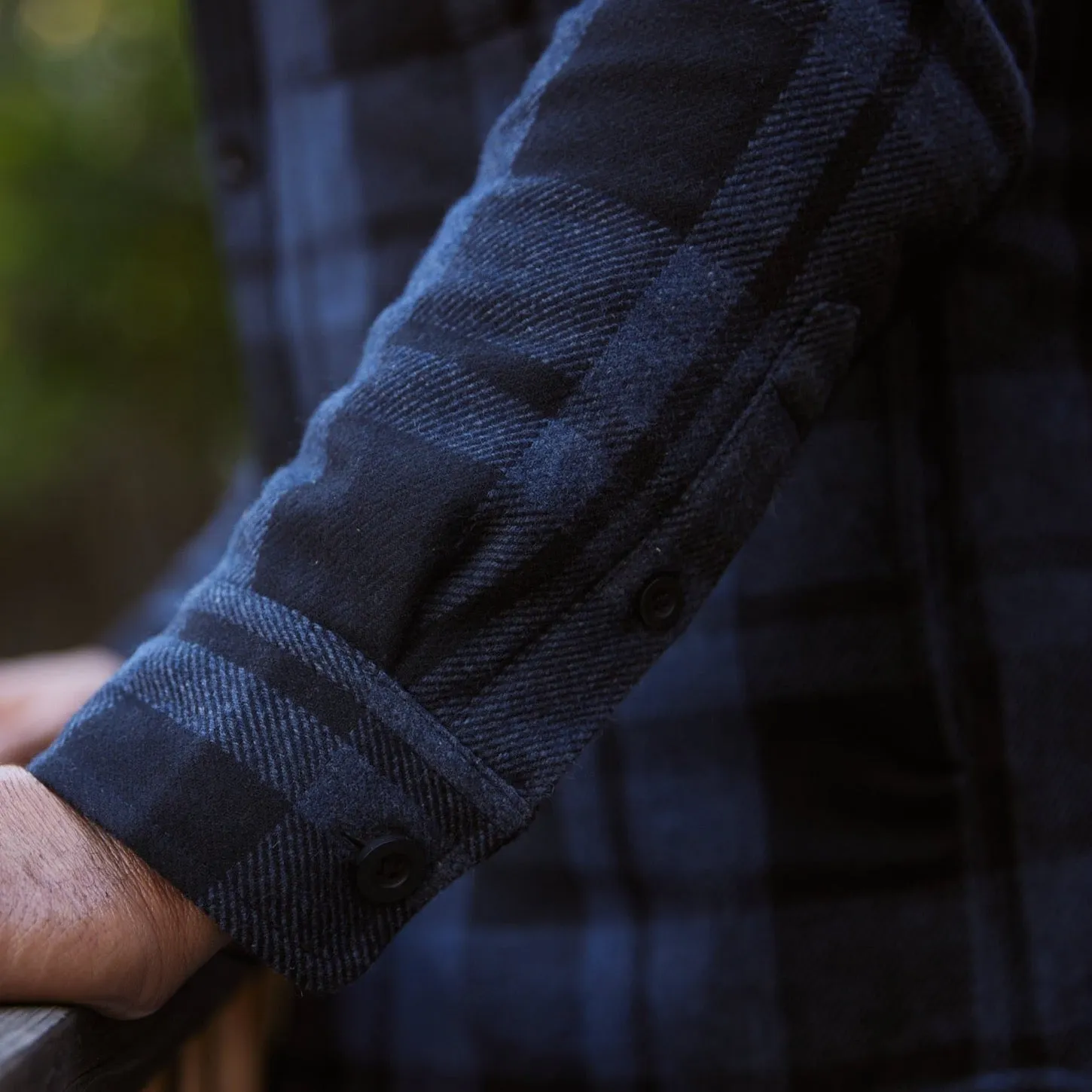 Retro Wool Padded Shirt Jacket - Heather Blue Black