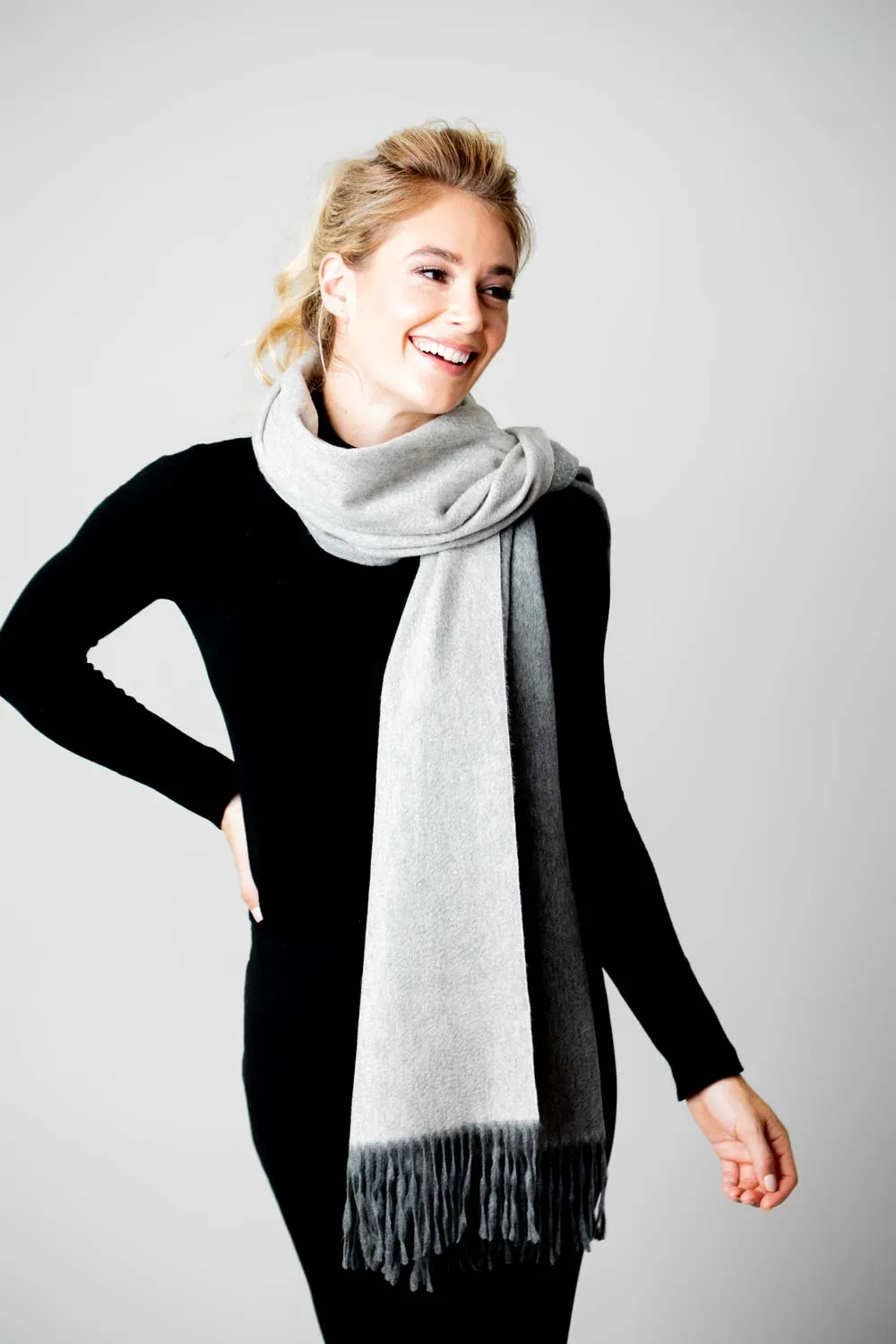 Reversible Cashmere Stole - Smoke/Ash