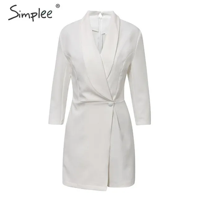 Simplee Women Blazer Playsuit Romper V-Neck Button Female Trench Half-Sleeved Women Winter Coats