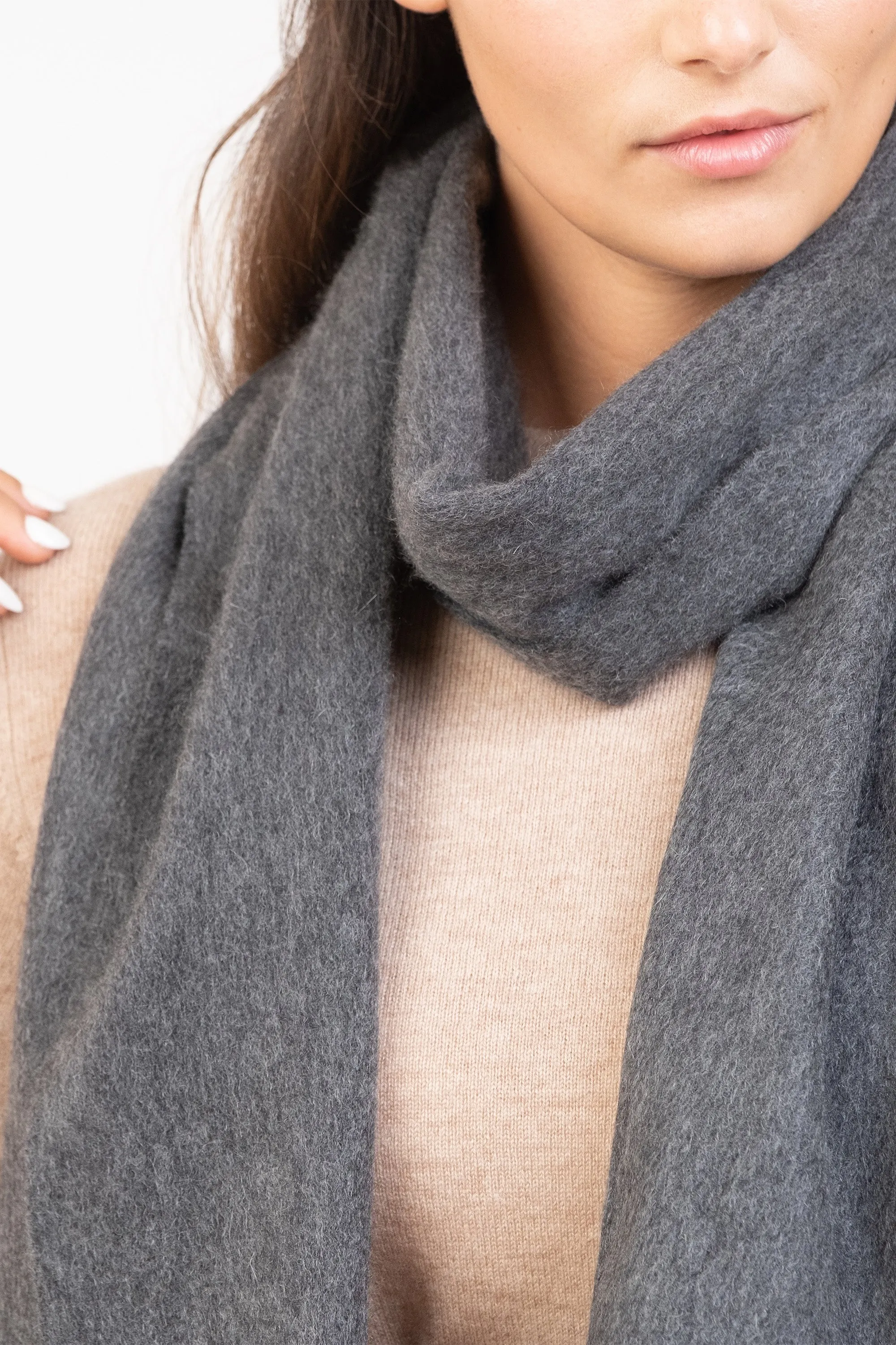 Solid Cashmere Scarf - Steinway Grey