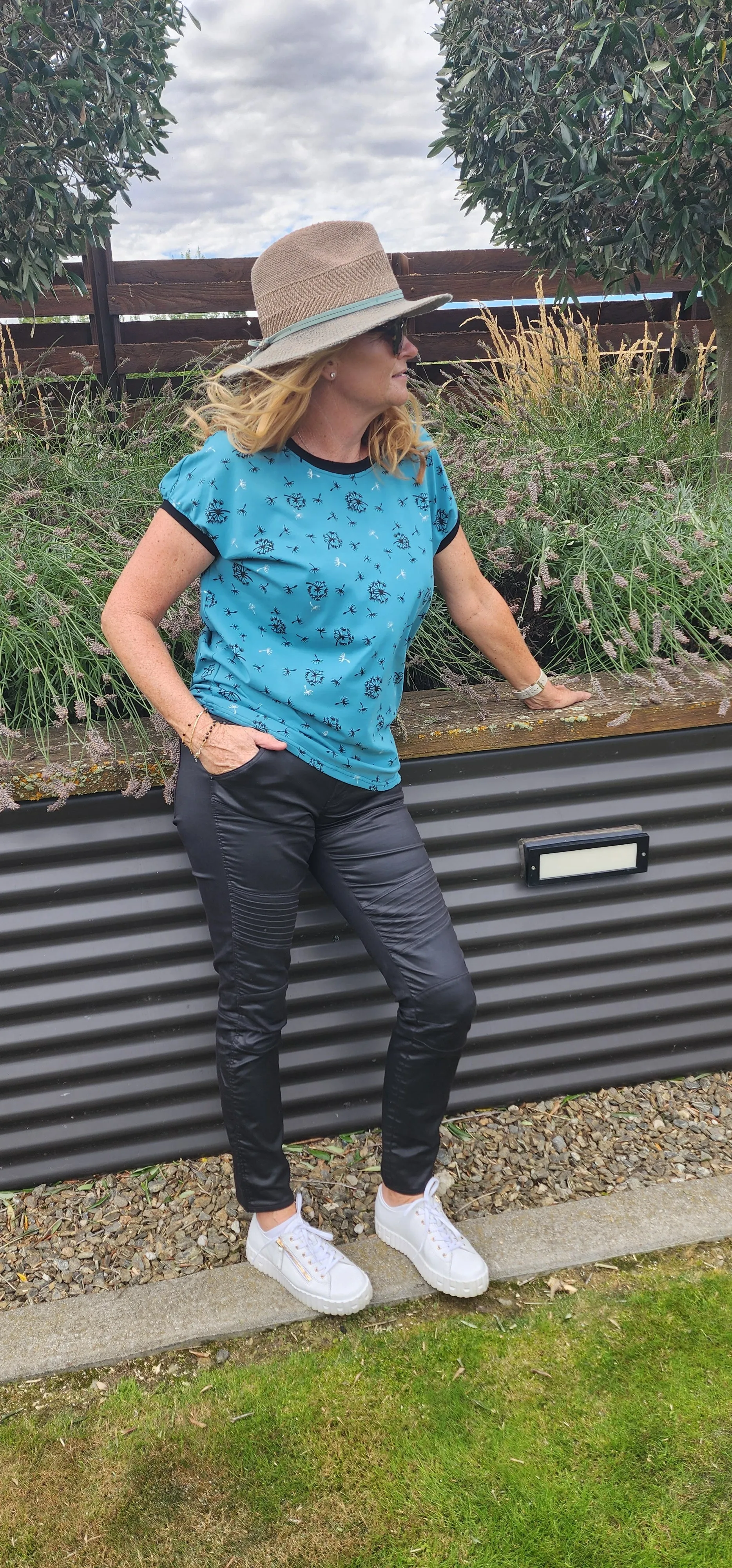 Teal Dandelion Slouchy Tee