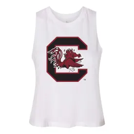 University of South Carolina Endzone Women's Racerback Crop Tank in White