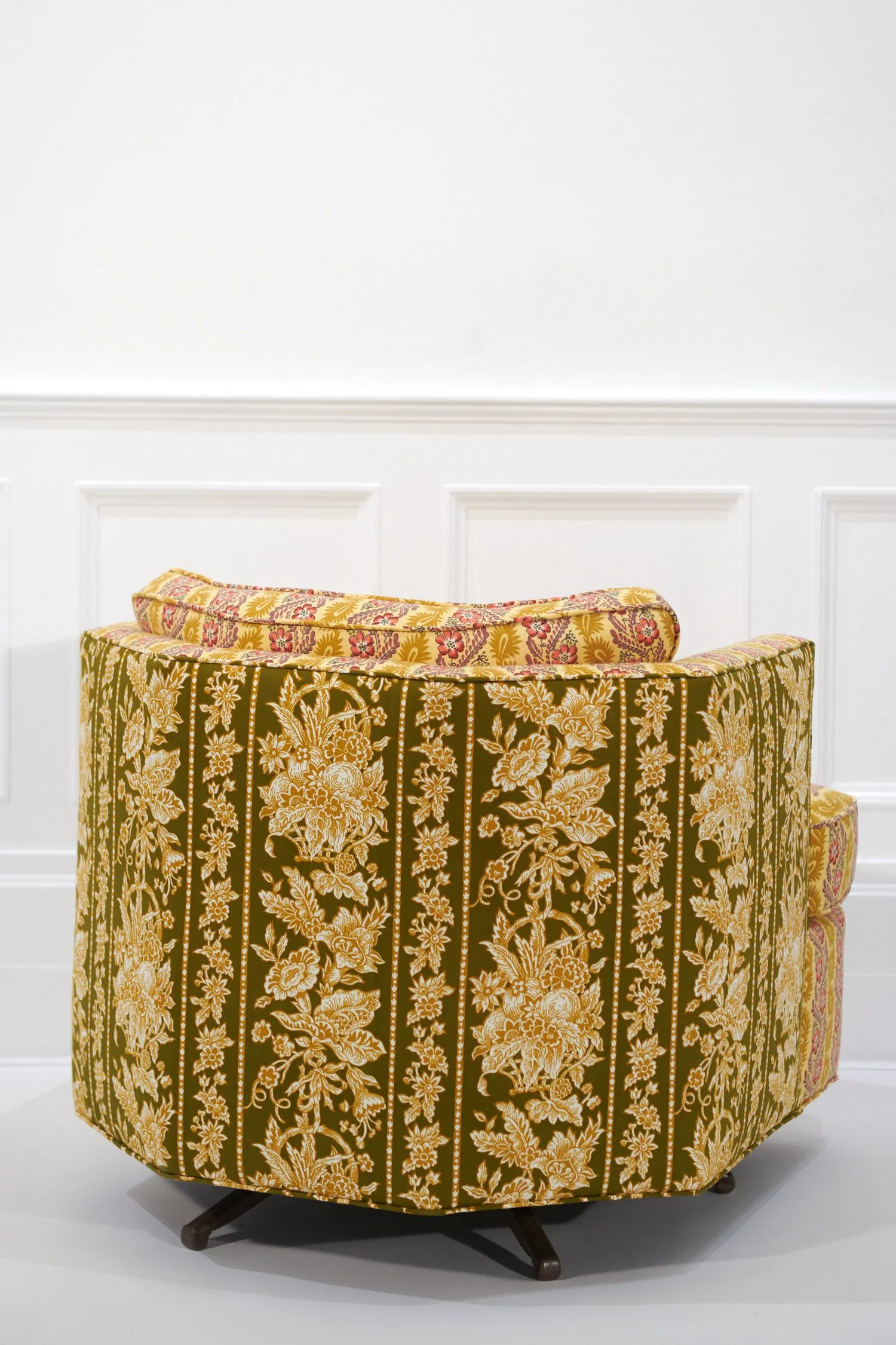 Upholstered Swivel Chair in Vintage Floral Vines