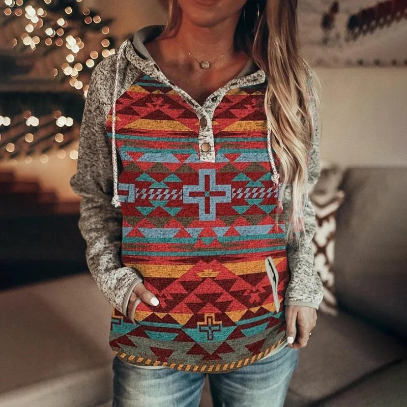 Vintage Print Hoodies for Women 2022