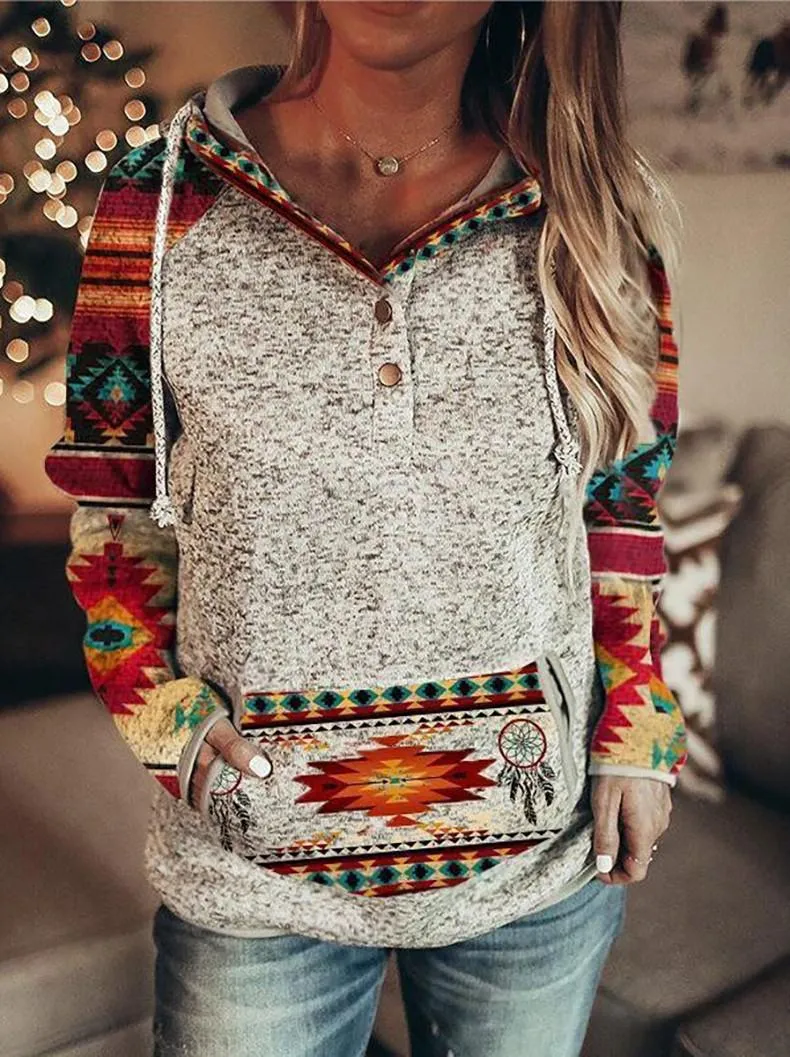 Vintage Print Hoodies for Women 2022