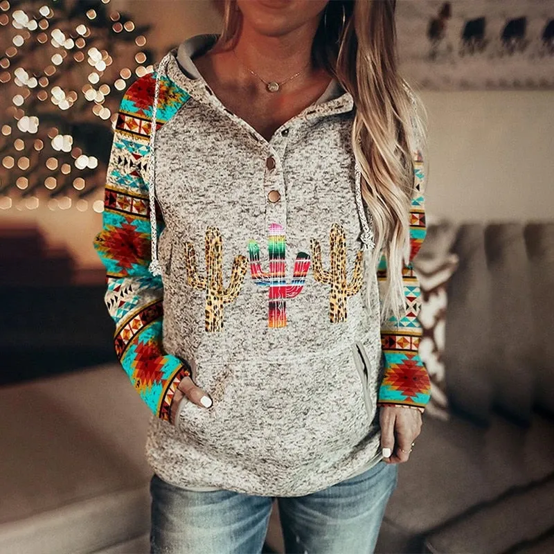 Vintage Print Hoodies for Women 2022