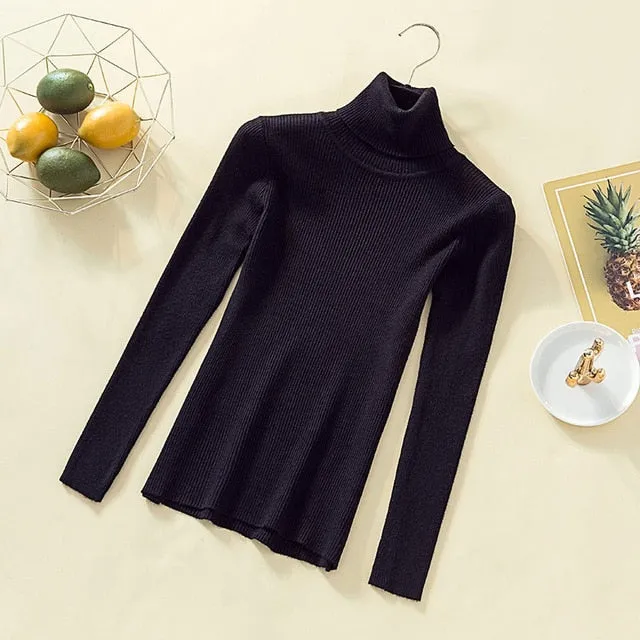 Women Turtleneck Sweater Women Pullover Knitted Sweater Casual Tops Women Sweaters And Pullovers