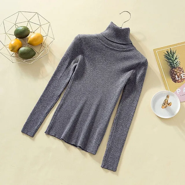 Women Turtleneck Sweater Women Pullover Knitted Sweater Casual Tops Women Sweaters And Pullovers