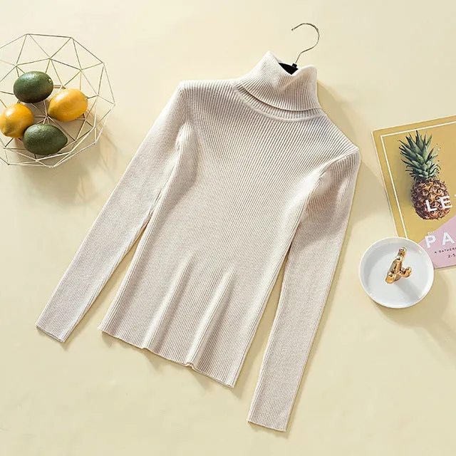 Women Turtleneck Sweater Women Pullover Knitted Sweater Casual Tops Women Sweaters And Pullovers