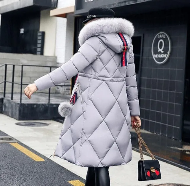 Women Winter Jackets And Coats 2018 Casual Long Sleeve Big Fur Collar Down Coat Female Loose Warm Hooded Parkas Plus Size 2XL