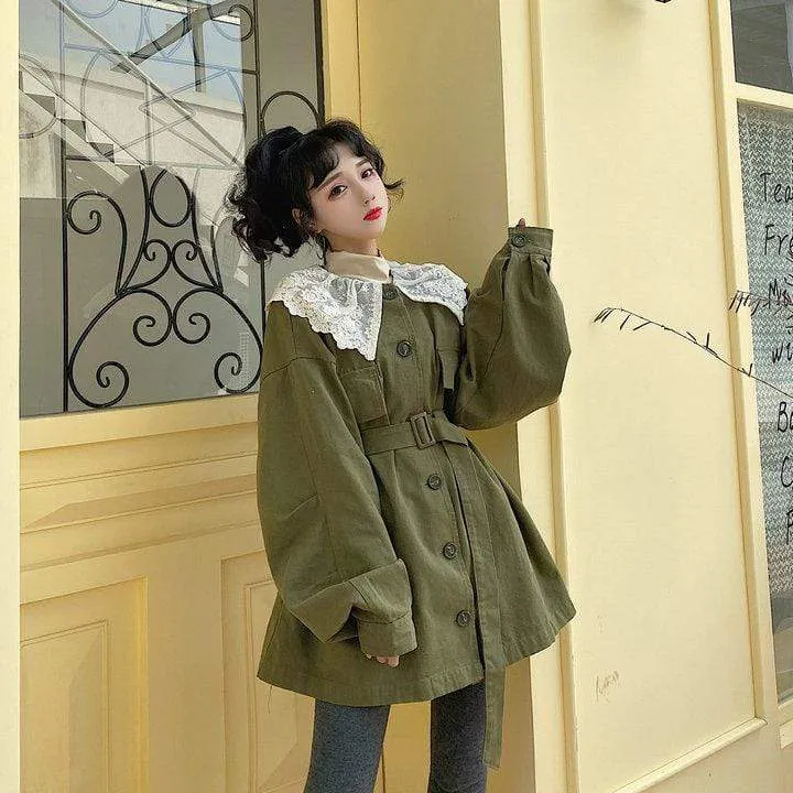 Women's Boyfriend Style Detachable Collar Coats