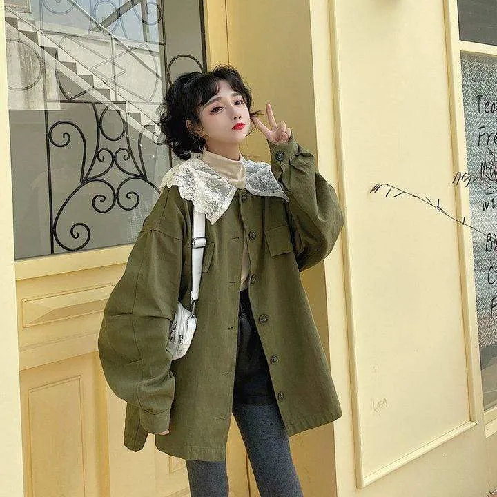 Women's Boyfriend Style Detachable Collar Coats