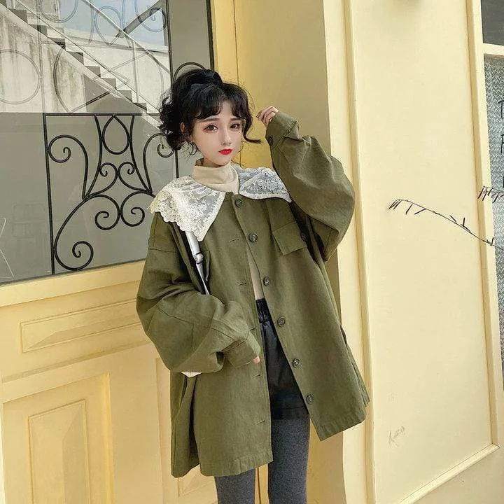 Women's Boyfriend Style Detachable Collar Coats