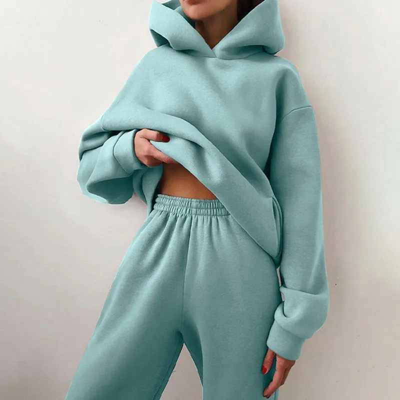 Womens casual fleece Hoodies with matching pants