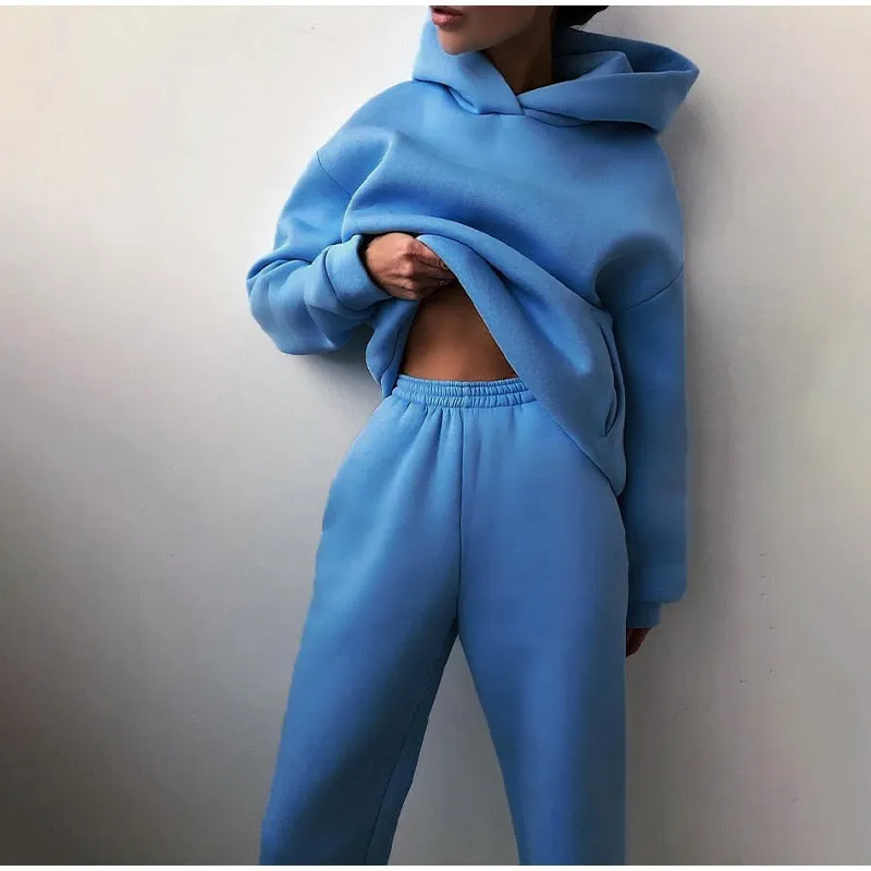 Womens casual fleece Hoodies with matching pants