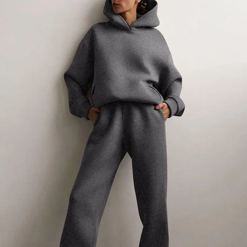 Womens casual fleece Hoodies with matching pants