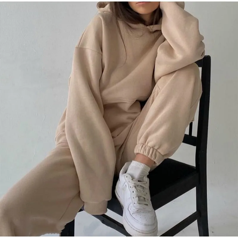 Womens casual fleece Hoodies with matching pants