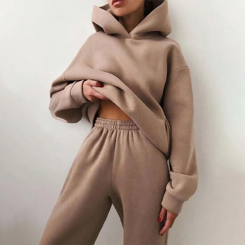 Womens casual fleece Hoodies with matching pants