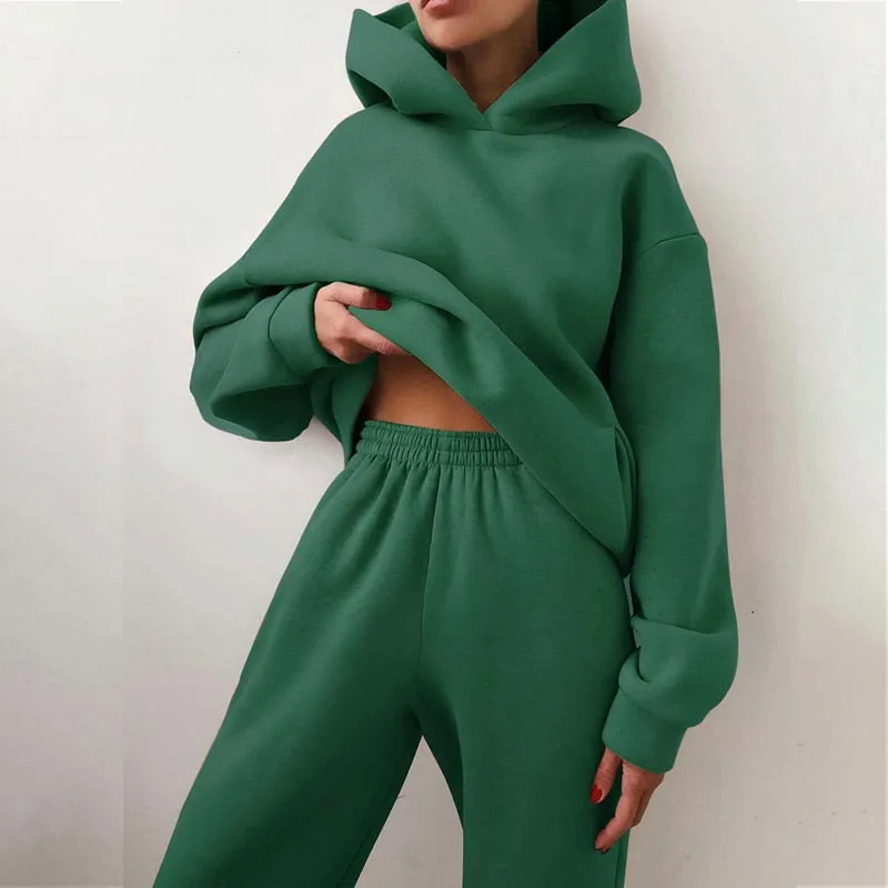 Womens casual fleece Hoodies with matching pants