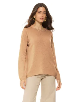 Women's Oversized Cashmere Boatneck Sweater Camel