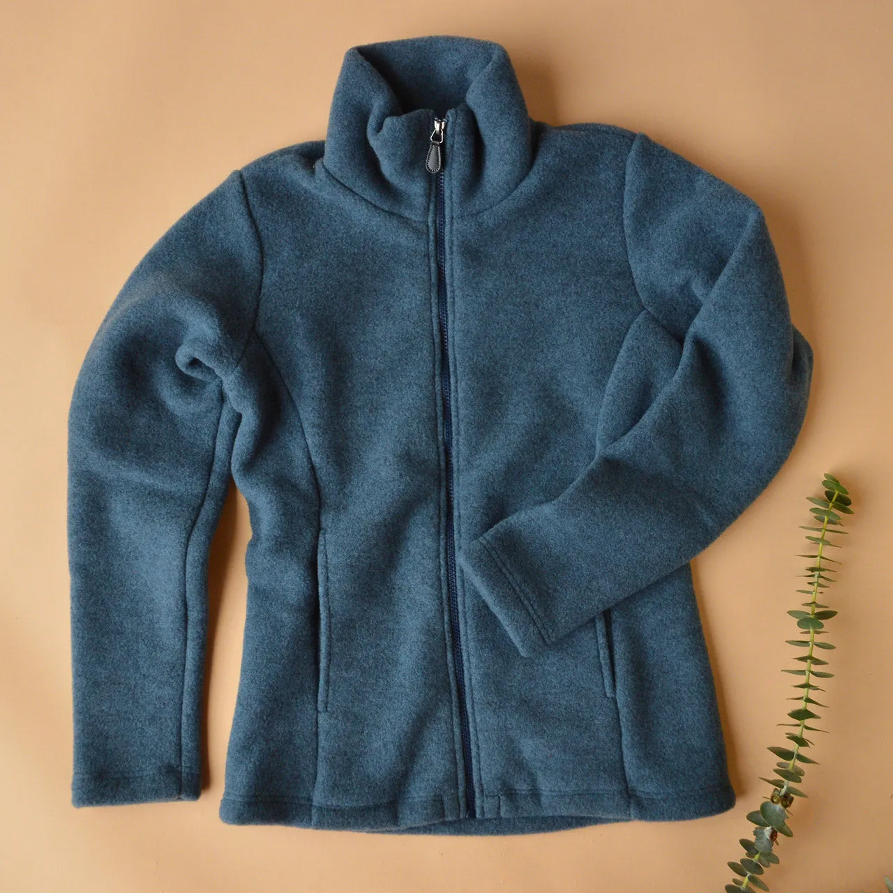 Women's Zip Jacket - 100% Organic Wool Fleece - Atlantic (XS-L)