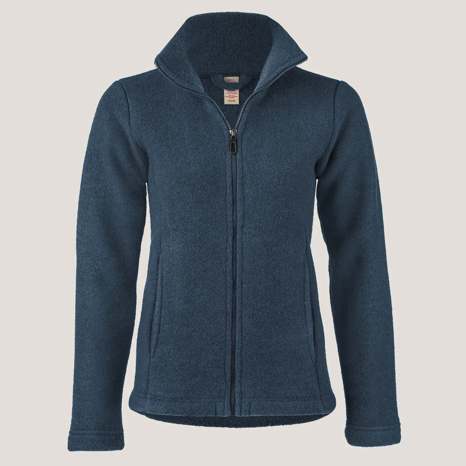 Women's Zip Jacket - 100% Organic Wool Fleece - Atlantic (XS-L)