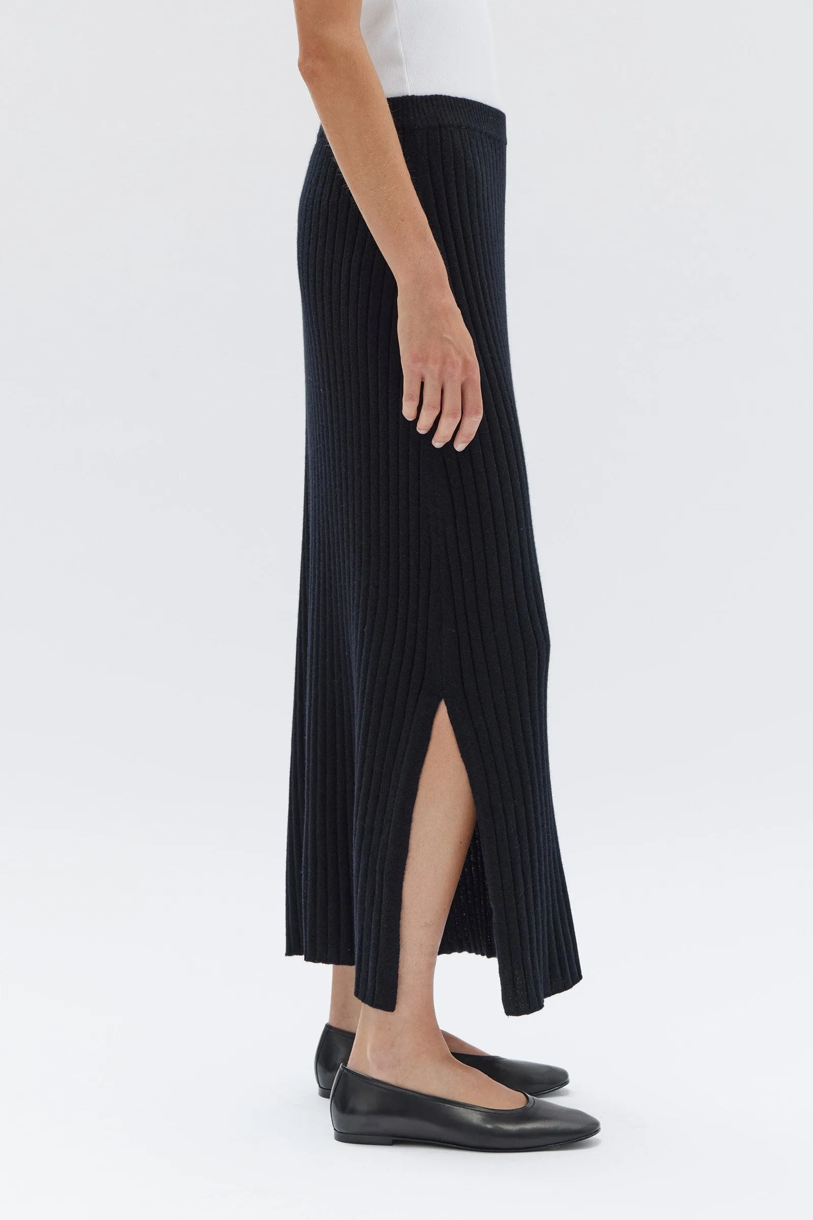 Wool Cashmere Rib Skirt