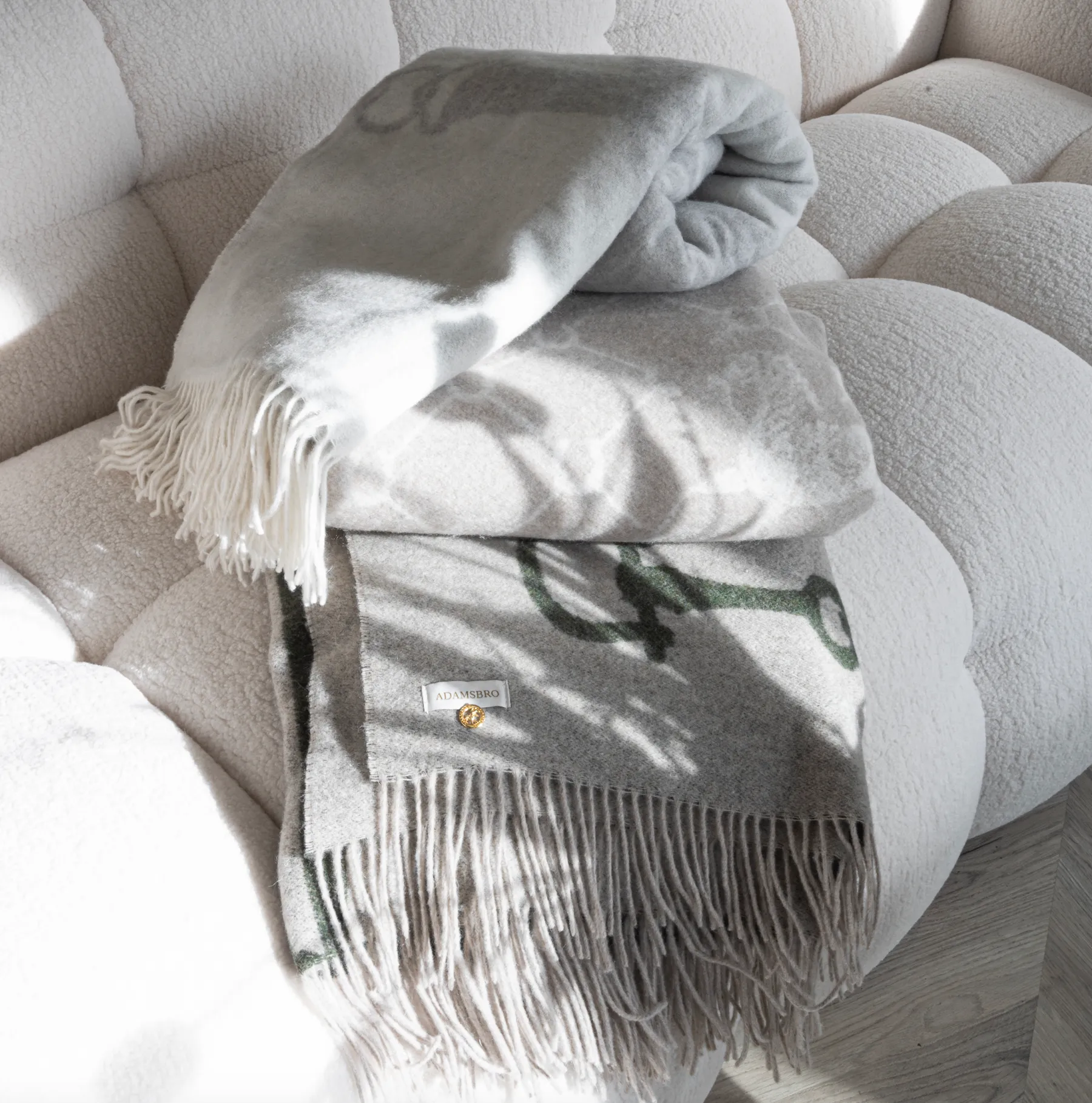 Wool Cashmere Throw Very Light Grey