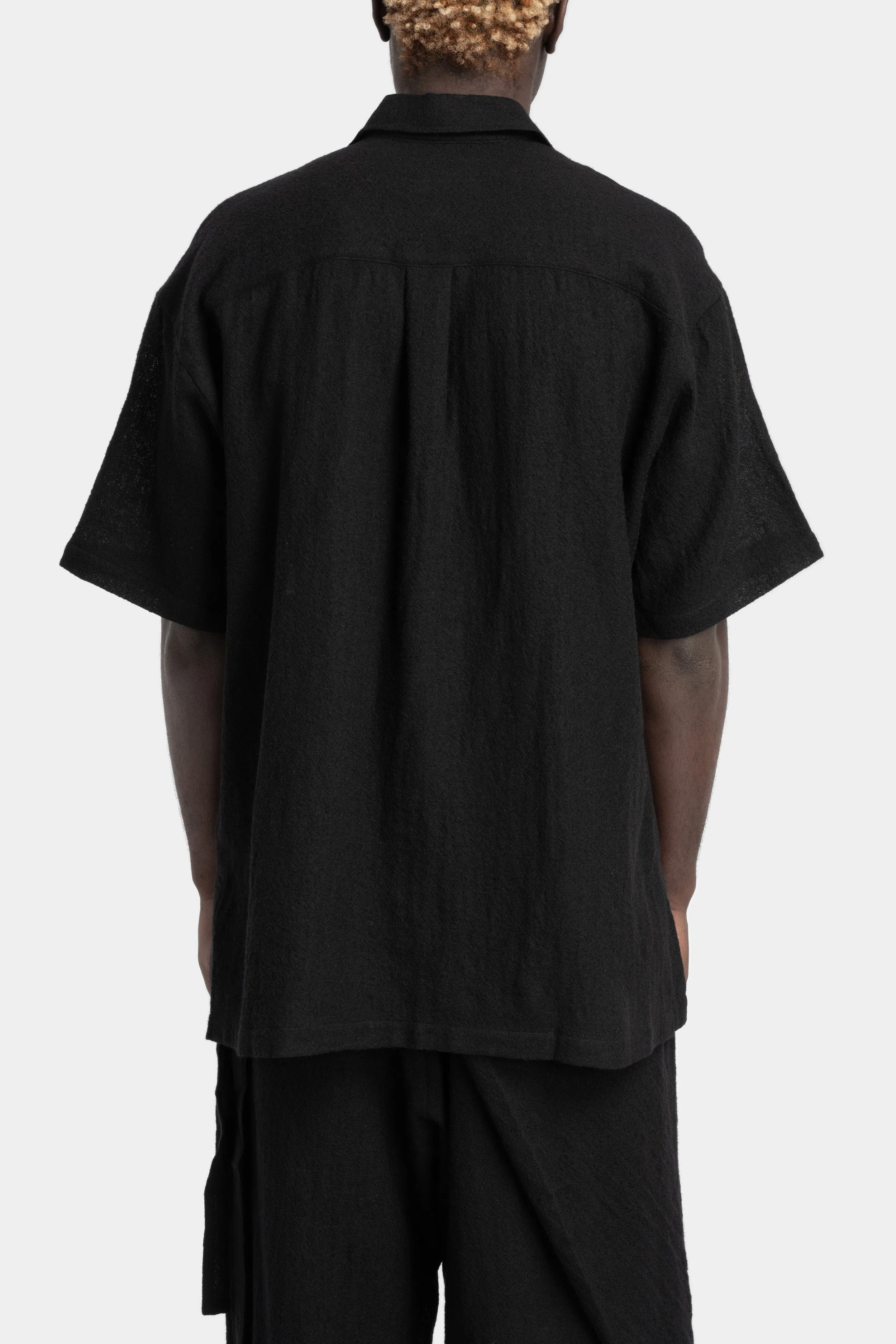 Worsted Japanese wool oversized short sleeve shirt