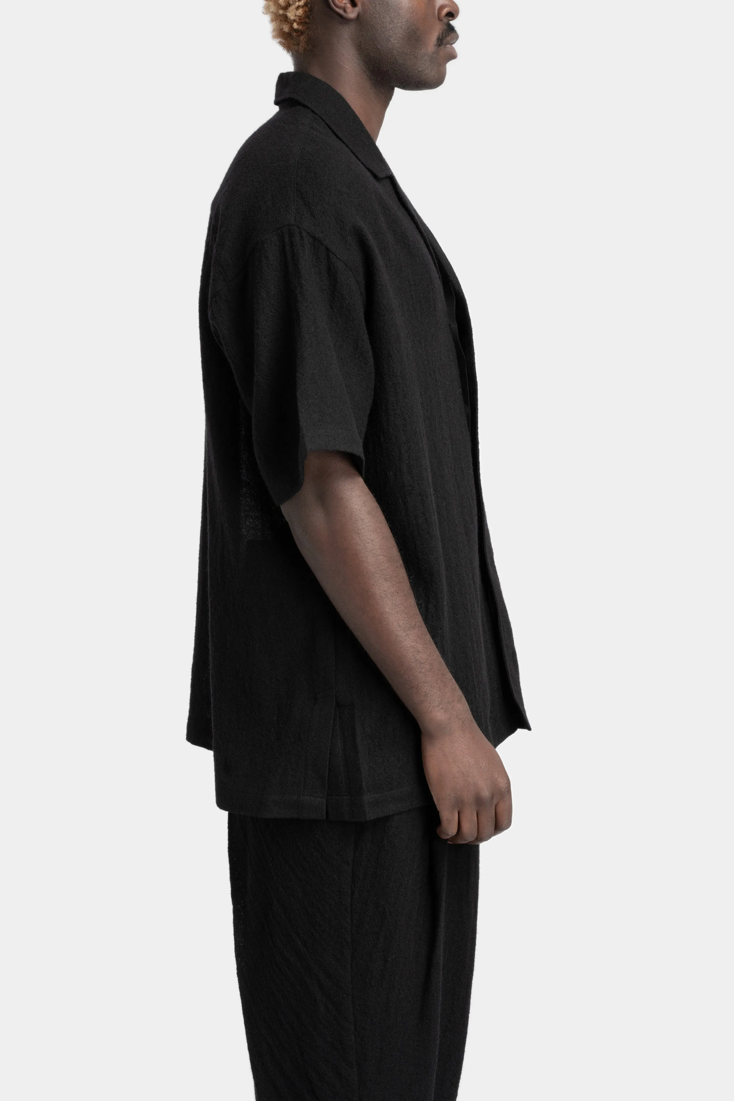 Worsted Japanese wool oversized short sleeve shirt